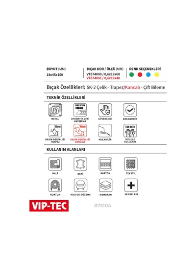 Vıp-tec Güvenlikli Metal Maket Bıçağı