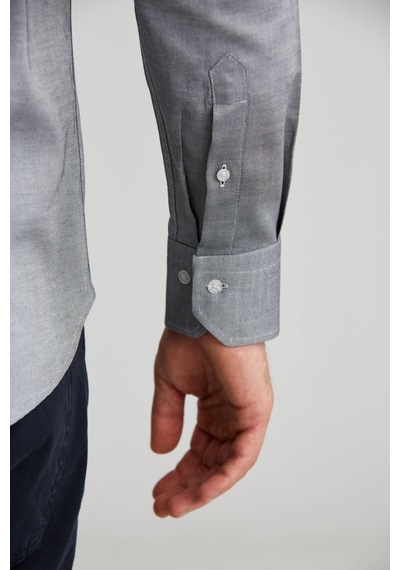Bisse Paşa Yaka Düğmeli Regular Fit Uk Gömlek Gri Gmok3ps22400001 D55 Gri
