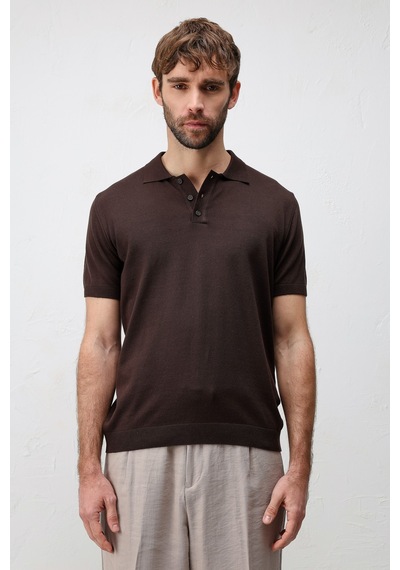 Antioch Comfort Slim Polo Yaka Erkek Triko T-shirt Kahverengi
