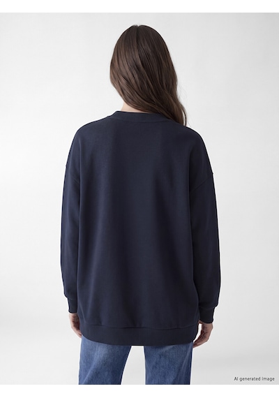 Lcw Modest Lacivert Baskılı Kadın Kalın Sweatshirt Tunik