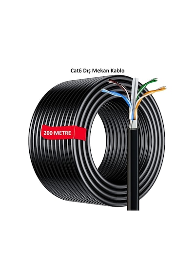 Dış Mekan Cat6 Kablo 200m Awg23 Bakır Tel Double Layer