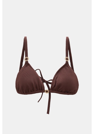 Amarelle Assos Mocha Dolgusuz Çıkarılabilir Pedli Üçgen Bikini Üst Kahverengi