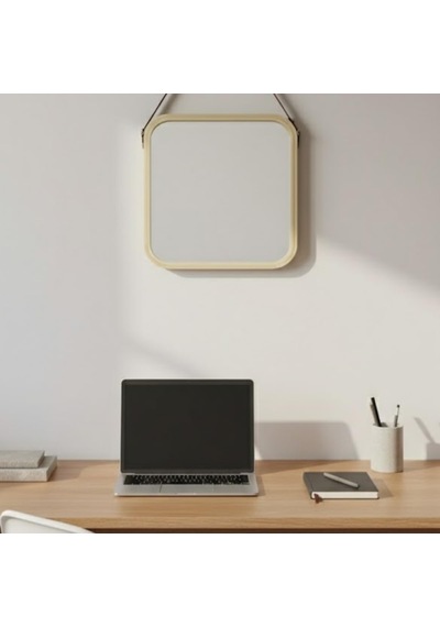 Askılı Ahşap Çerçeveli Kare Ayna 32x42 Cm Deri Askılı Duvar Aynası, Modern Minimal Dekoratif Ayna, Antre Banyo Yatak Odası İçin & Askılı Ahşap Çerçeveli Kare Ayna 32x42 Cm Deri Askılı Duvar Aynası, Modern Minimal Dekoratif Ayna, Antre Banyo Yatak Odası İçin &