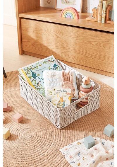 Ocean Home Textile 4'lü Çocuk Odası Yıkanabilir Gri Pp Rattan Sepet Set 30 X 20 X 11 / 33 X 23 X 11 / 36 X 26 X 12 / 39 X 29 X 13 Cm