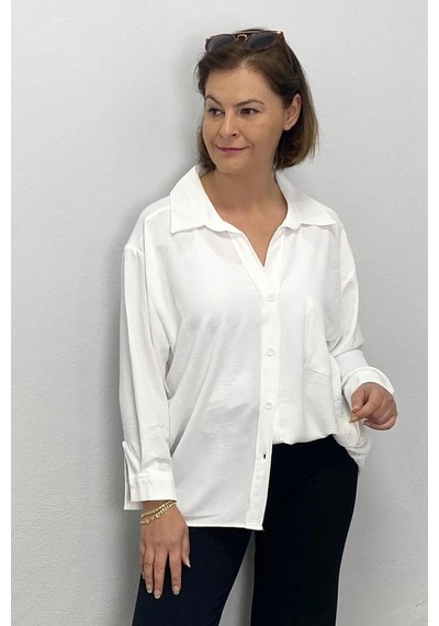 Mia Butik Kadın Beyaz Ayrobin Gömlek Beyaz
