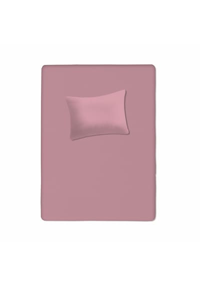 %100 Pamuklu Bebek Aparalı Çarşaf 115x150 + Bebek Yastık Kılıfı 35x45 Pudra Pembe