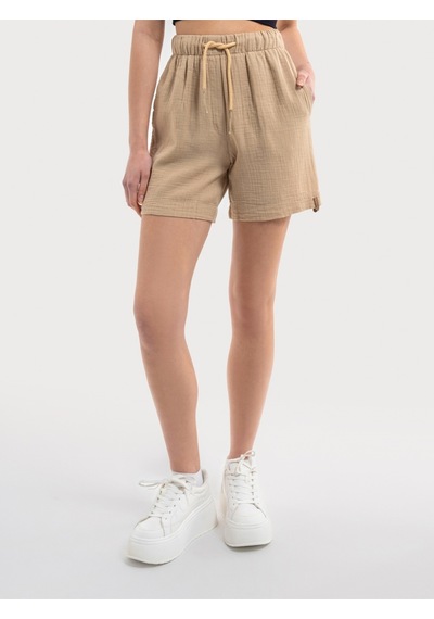Regular Fit Kadın Şort Bej