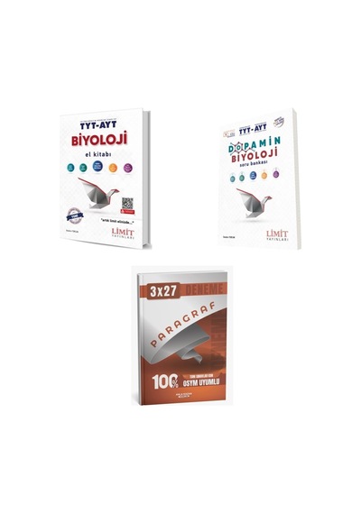 2027 Limit Tyt Ayt Biyoloji El Kitabı + Dopamin Soru + Anla Kazan Paragraf Deneme 3'lü Set