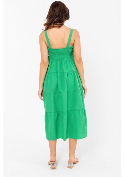 Pastelastore Askılı Pamuklu Poplin Yazlık Midi Elbise 2106