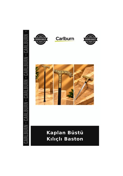Özel Üretim Kaplan Büstü Kılıçlı Baston Öğe Aksesuar