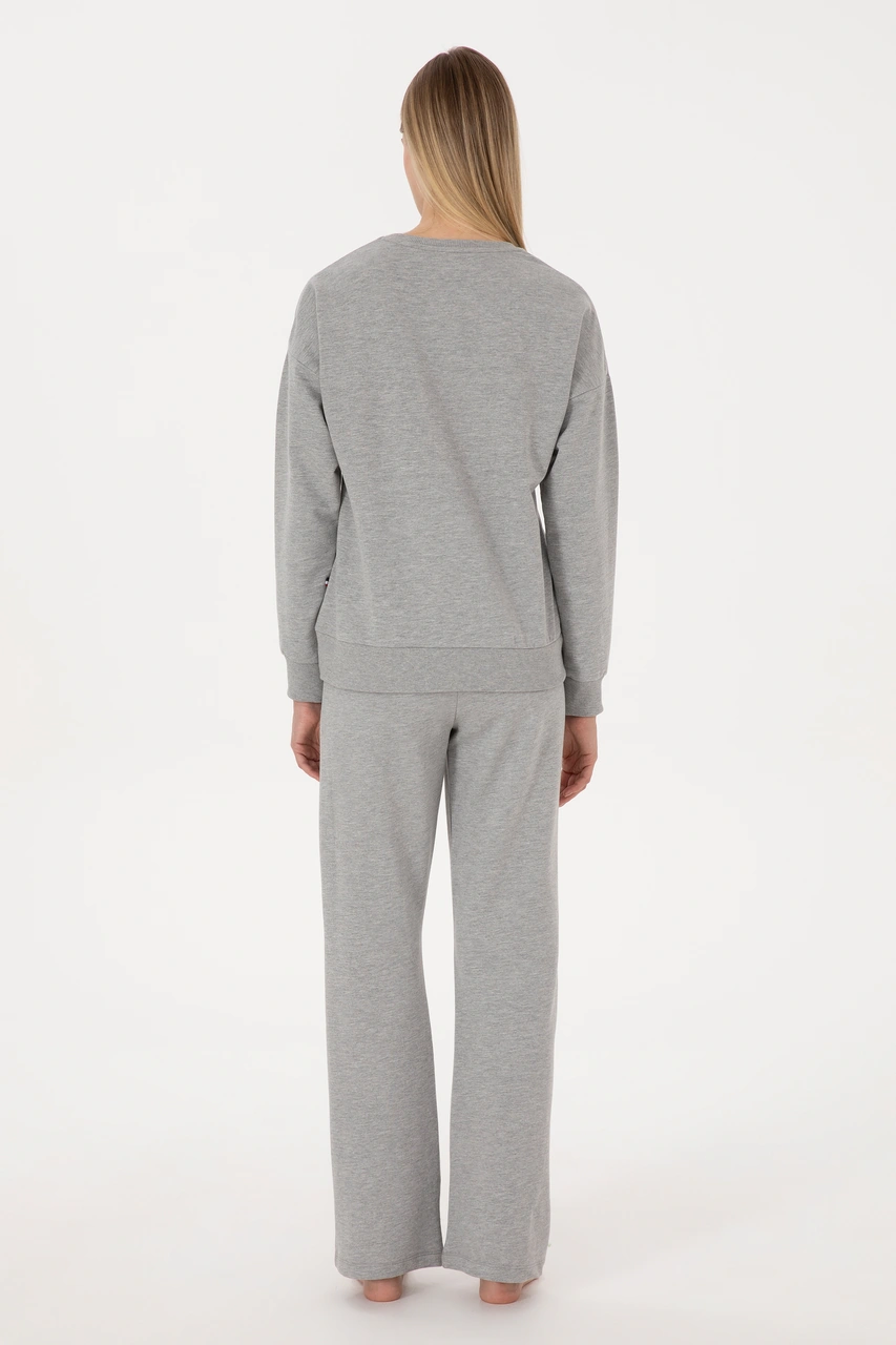 U.S. Polo Assn. Kadın Gri Melanj Pijama Takımı 50318899-VR086