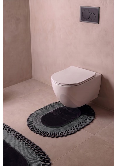 Banyo Paspası Takımı 60x100+40x60 Cm Dış Trikot Siyah & Antrasit Gri