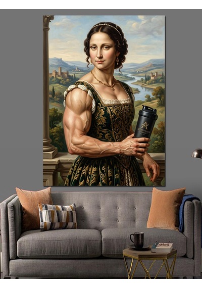 Kaslı Vücutlu Modern Mona Lisa Dekoratif Kanvas - Mdf Ahşap Tablo