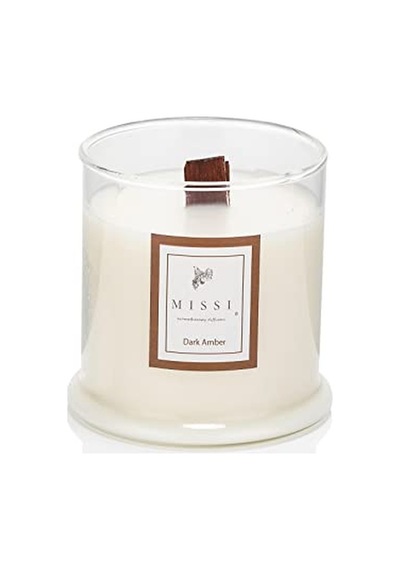 Ahşap Fitilli Dark Amber Kokulu Vegan Mum Genel