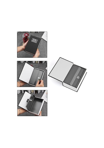 Büyük Boy Kitap Görünümlü Anahtarlı Çelik Kasa Altın Takı Kutusu Kasa Kumbara Kilitli Sandık 180x115