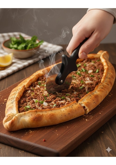 Pizza Kesici Pizza Bıçağı Pizza Kesme Bıçağı Pizza Ruleti 1 Adet Paslanmaz Pizza Börek Kesme Bıçağı Gri - Siyah