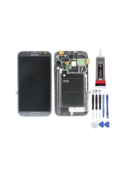 Samsung N7100 Note 2 Uyumlu Lcd Ekran Gri + Montaj Kiti