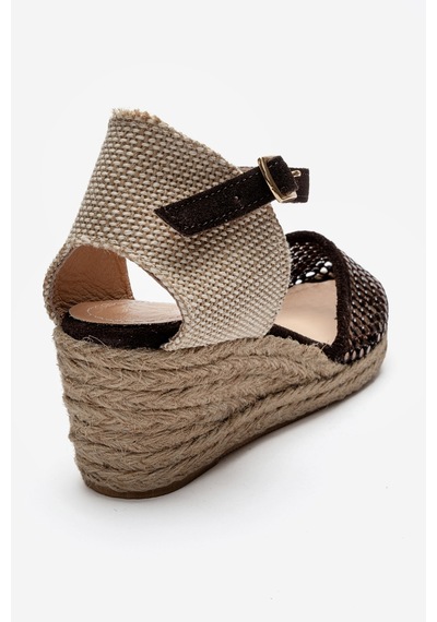 Luvi Shoes Drelıx Kahverengi Süet Hakiki Deri Taş Detaylı Fileli Kadın Dolgu Topuklu Sandalet Luvi Shoes Drelıx Kahverengi Süet Hakiki Deri Taş Detaylı Fileli Kadın Dolgu Topuklu Sandalet