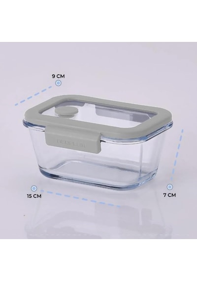 Neoflam Fika Glace Vakumlu Cam Saklama Kabı 460 Ml Gri