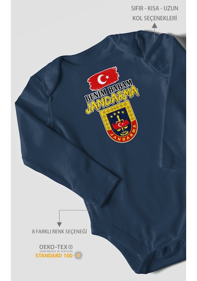 Morivokids Benim Babam Jandarma Uzun Kollu Bebek Body %100 Pamuk Lacivert
