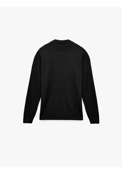 Koton Uzun Kollu Regular Fit Dik Yaka Basic Triko Kazak Siyah 6wam70003ht Siyah