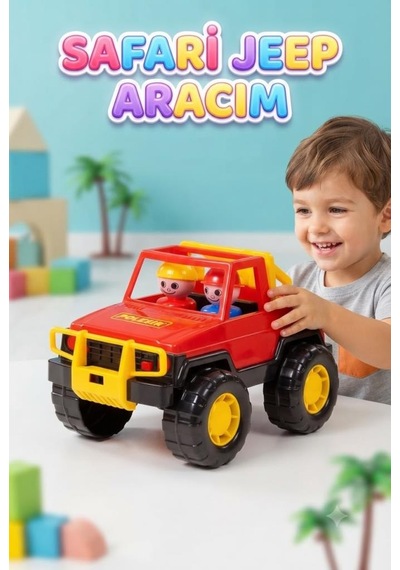 Safari Jeep Aracım 22 Cm 2 İnsan Figürlü Eğlenceli Ve Dayanıklı Çocuk Arazi Aracı Çok Renkli