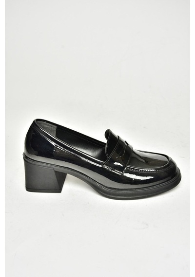 Fox Shoes T820145308 Siyah Rugan Kalın Topuklu Kadın Ayakkabı Siyah
