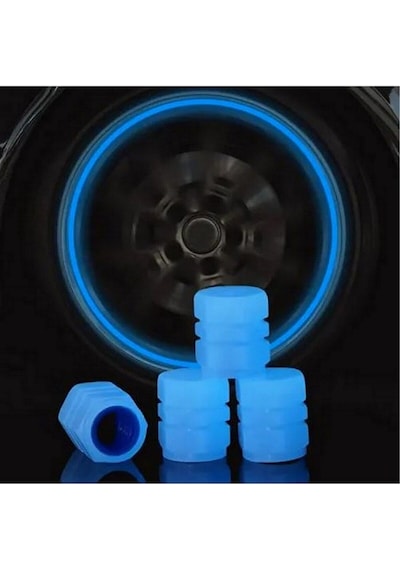 4 Adet Sibop Kapağı Fosforlu Floresan Led Pilsiz Araba Motorsiklet Bisiklet Lastik Sibop Kapağı