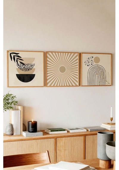 Ahşap Çerçeveli Mdf Kare Tablo Seti Salon Ve Oturma Odası Için Kr4002 32 X 32