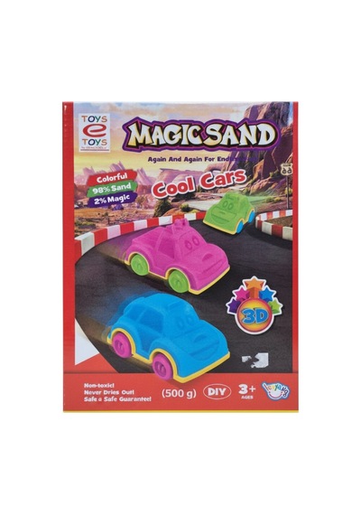 Magıc Sand Renkli Araçlar Kinetik Kum Seti / 500 Gr Araba Kalıplı Oyun Kumu Çok Renkli
