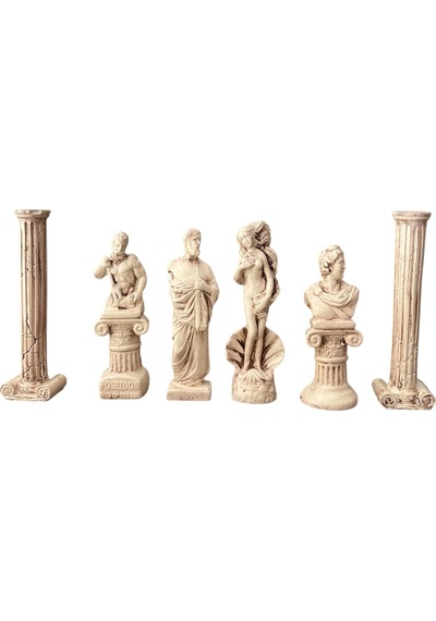 Sütunlu Yunan Mitolojik Biblo Heykel Set