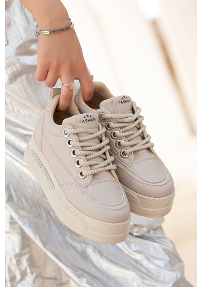 Granes Kadın Bej Gizli Topuk Sneaker Bej