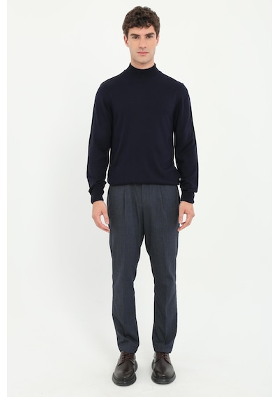 Dufy Erkek Slim Fit Yarım Balıkçı Yaka Lacivert Triko-18498