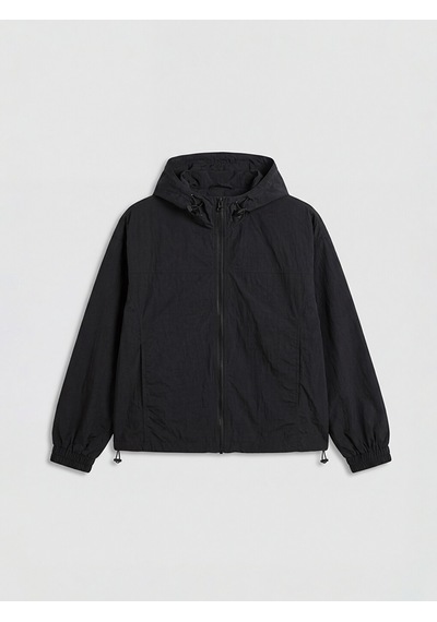 Lcw Everyday Siyah Kapüşonlu Oversize Kadın Yağmurluk