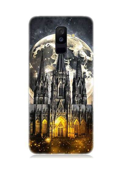 Samsung Galaxy A6 Plus Uyumlu Ay Ve Katedral Desenli Silikon Kılıf