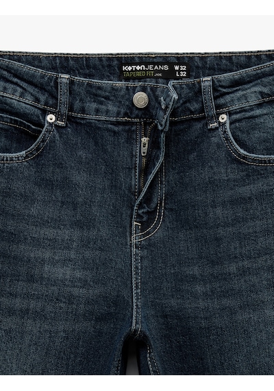 Koton Pamuklu Normal Bel Tapered Fit Jean Pantolon Koyu İndigo 6wam40075nd İndigo