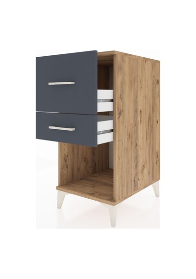 Kronos Komodin 2 Çekmeceli 44x59x96 Çam-antrasit Çam
