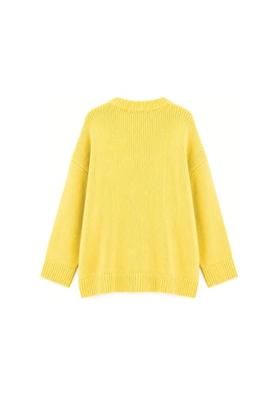 Vadon 1039 Kadın Salaş Yumuşak Dokulu Oversize Basic Triko Kazak Sarı