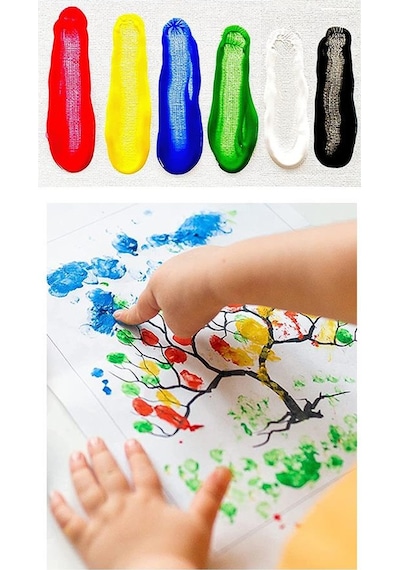 Parmak Boyası 6 Renk 25 Ml 1 Paket 6 Lı Parmak Boya Anasınıfı Okul Öncesi Kreş Etkinlik