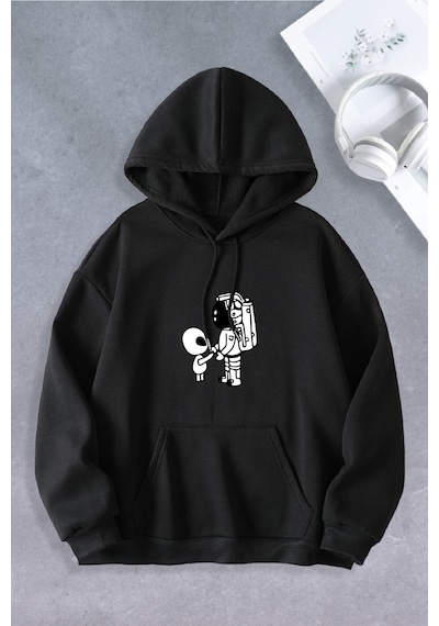 Ciel Lune Nevermind Unisex Kadın Erkek Uzaylı Astronot Baskılı Oversize Sweatshirt Siyah Siyah Ciel Lune Nevermind Unisex Kadın Erkek Uzaylı Astronot Baskılı Oversize Sweatshirt Siyah Siyah
