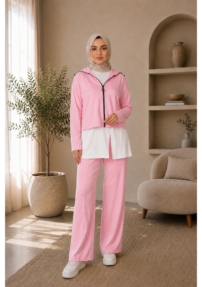 Unika Boutique Kadın Oysho Fermuar Detaylı 3 Lü Takım Pembe