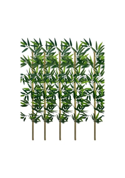 5li Set Yapay Bambu Sopası 12 Yapraklı 110cm Yapay Çiçek Bambu Duvarı Separatör Çiçeği Yapay Çiçek