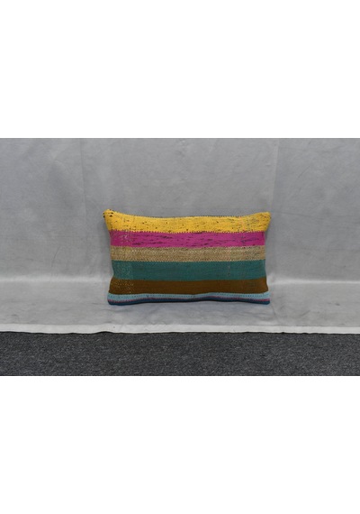 Zehra Abla Halı Yeni El Dokuma Dekoratif Lumbar Kilim Kırlent Yastık Kılıfı 6130