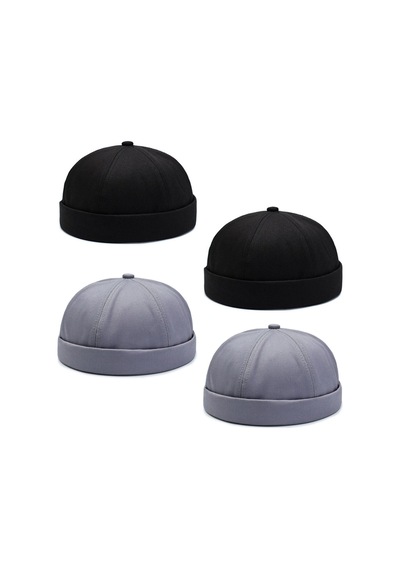 Aida Jewelss 4 Lü Set %100 Pamuk Cap Ayarlanabilir Docker Şapka Yazlık Takke Şapka Retro Şapka Takke Şapka Siyah - Bordo