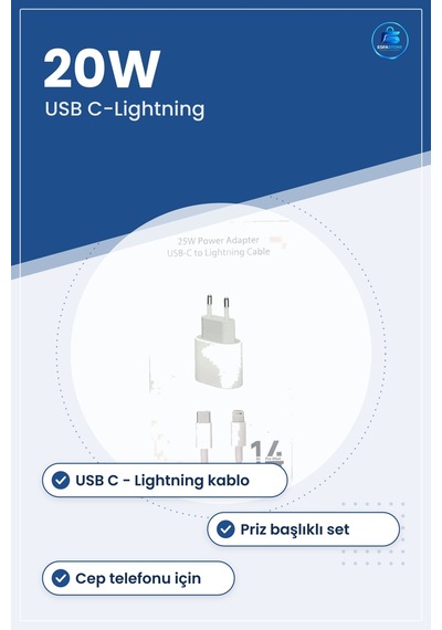 Şarj Aleti 20w Başlık Ve Kablo Seti Usb C Lightning Bağlantılı Ce