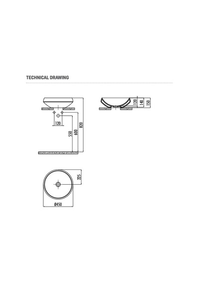 Creavit De045 Deep Tezgah Üzeri Lavabo Ø45 CM