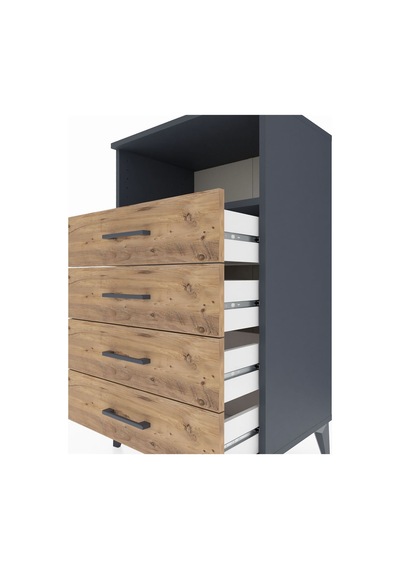 Hyperion Komodin Tek Raflı 4 Çekmeceli 60x44x106 Antrasit-çam Antrasit