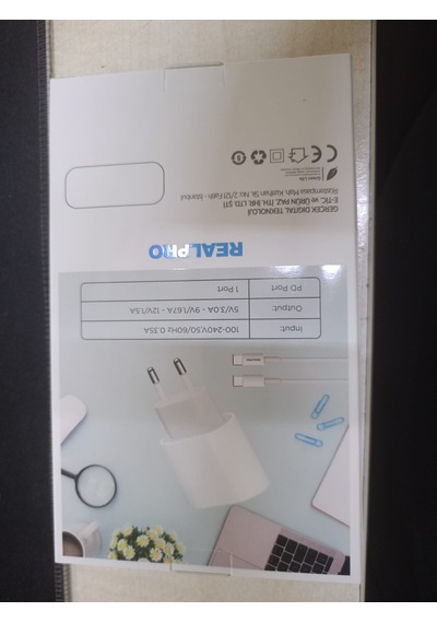 Real Prorl03 Chargıng Adapter Beyaz-1 Adet Kablo Hızlı Typec Kutulu
