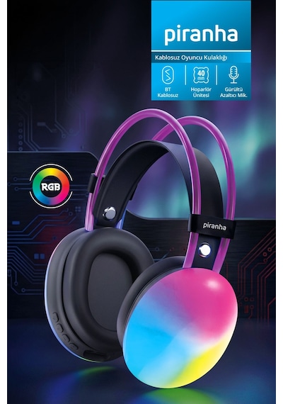 2225 Kablosuz Rgb Oyuncu Kulaklığı Bluetooth 40mm Hoparlör Ünitesi Gürültü Azaltıcı Mikrofon