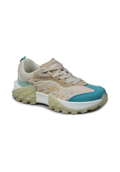 Jump 29092 Bej - Mint Yeşili Kadın Sneaker Günlük Spor Ayakkabı Bej